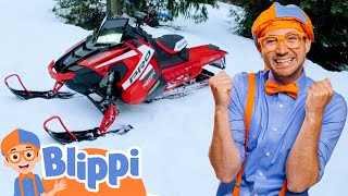 Blippi's Super Fast Red Snowmobile! | Classic Blippi Adventures | Best Vehicle Videos For Kids