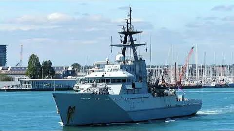 Royal Navy HMS Tyne (P281) Batch 1 River-class Offshore Patrol Vessel Portsmouth England
