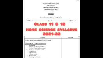 class 11 & 12 Home Science syllabus 2021-22//term wise // 🔥🔥must watch
