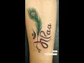 Maa Paa Tattoo with peacock feather tattoo in colour | Xpose tattoos Jaipur