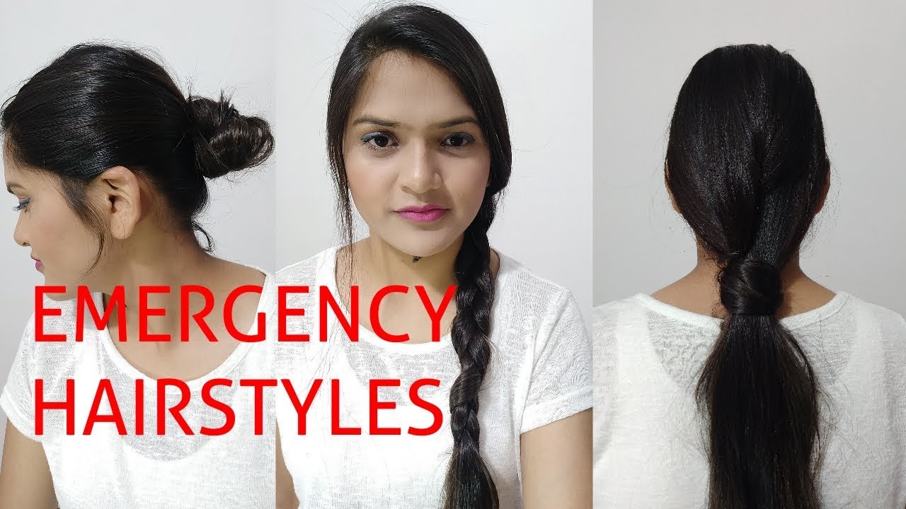 EMERGENCY HAIRSTYLES BRAID WITHOUT RUBBERBAND BUN WITHOUT PINS RESHMI NIMJE YouTube
