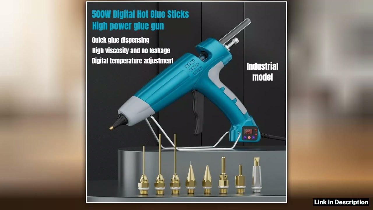 500W Industrial Hot Glue Gun Digital Temperature Control High Power Silicone Gun with Replaceable G