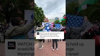 Watch: Counter-Protesters Hold Up Israeli/American Flag At Gwu Anti-Israel Protest