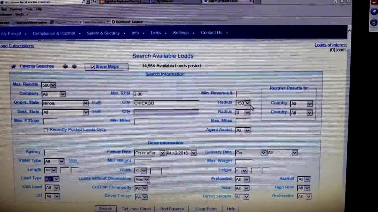Landstar's Live Load Board April 2016 (part 1)