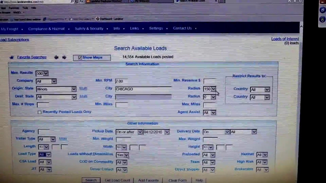 How do you access the Landstar broker load board?