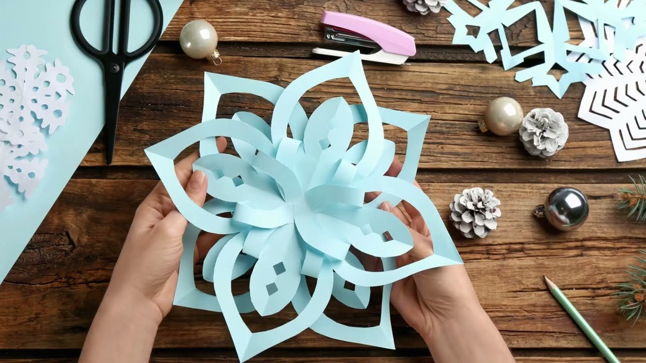 DIY How to make big paper snowflake, paper star (ENG Subtitles) - Speed up  #552 