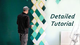 How to Paint a Geometric Diamond Accent Wall Mural DIY Project 010