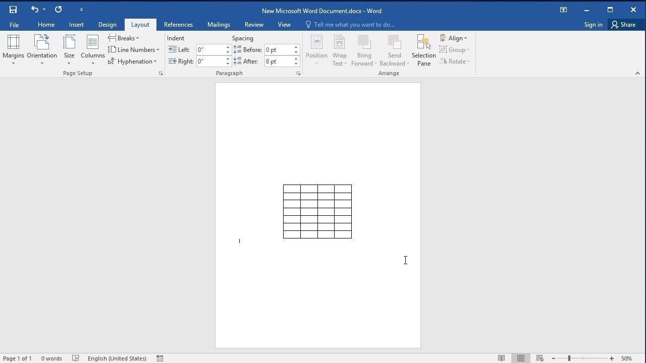 vertically center and horizontally center in word