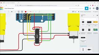 картинка: TinkerCad. Драйвер двигателя L293D. Управление мобильным роботом. Двигатели постоянного тока