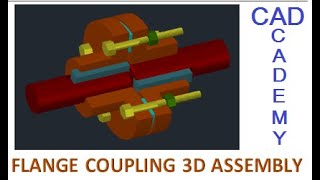 AutoCAD 3D MODELLING FLANGE COUPLING. FLANGE COUPLING 3D MODELING AND ASSEMBLY TUTORIAL AUTOCAD 2020