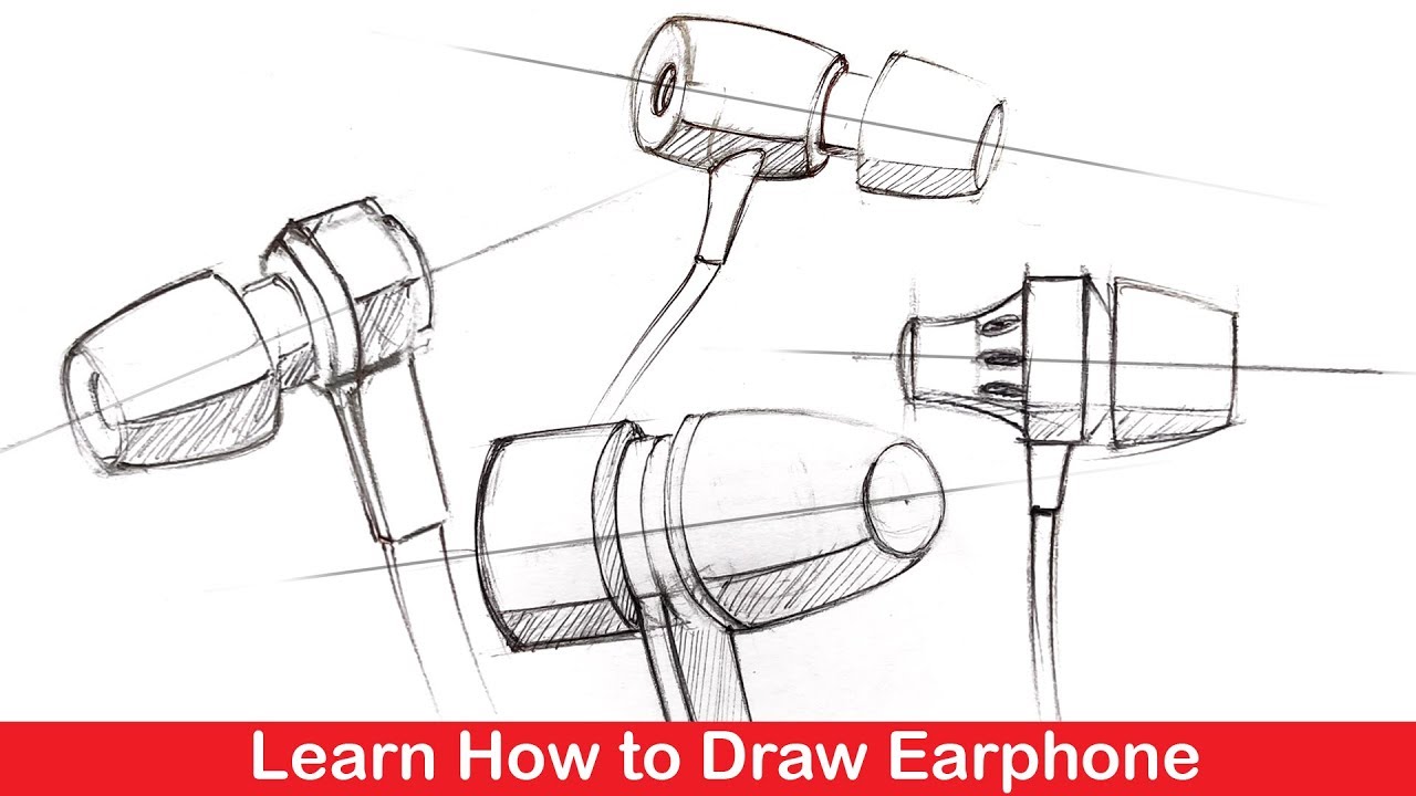 Drawing of earphones Royalty Free Vector Image