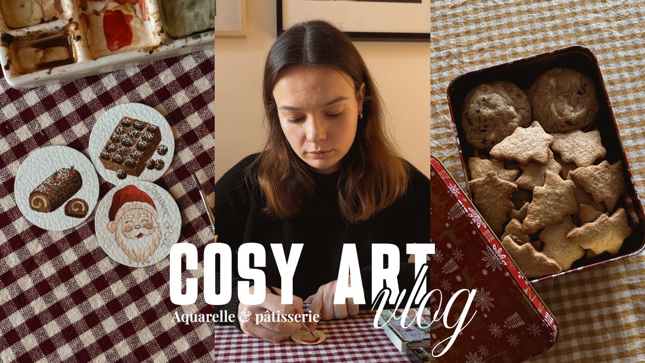 Calendrier de l’Avent à l’aquarelle & biscuits de Noël | cosy art vlog 🍪👩🏻‍🎨