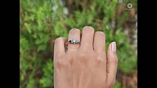 Black Hexagon Diamond Three Stone Engagement Ring @ourosjewels