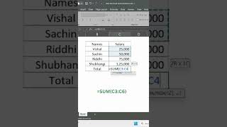 SUM Formula in Excel in 15 Seconds #Shorts