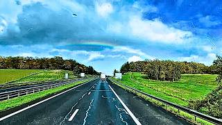 Regnerische Fahrt in Frankreich 4K | Dijon nach Nancy | Sonnenstrahlen ein Regenbogen auf der Straße screenshot 5