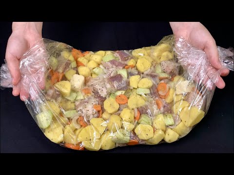 Шикарный Ужин с Мясом в Рукаве! Просто Нарезаю, Укладываю и Запекаю!