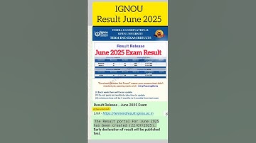 (Breaking News) IGNOU Exam Result June 2025 Declared! | IGNOU Early Declaration Result Declared 2025