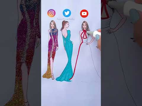 Costume - Instagram vs Twitter vs YouTube ||Beautiful dress Painting #SatisfyingArt