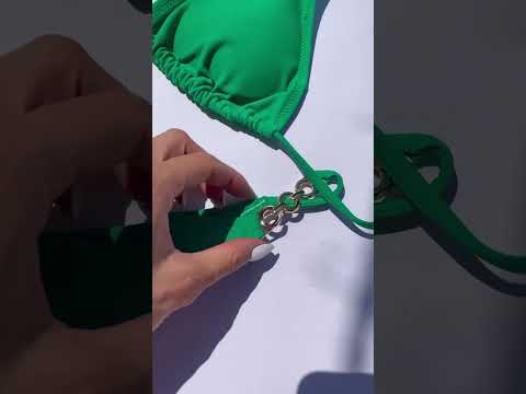 Жіночий роздільний купальник бікіні на зав'язках з металевою фурнітурою FUTURE зелений, видео 1