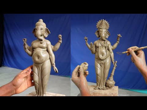 Standing Ganesh murti making with clay | mitti ki ganapati murti | clay