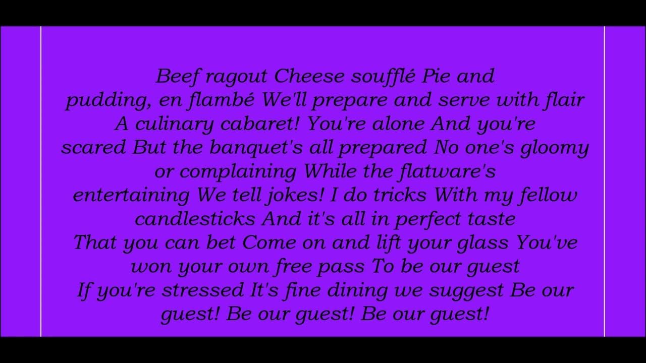 Beauty And The Beast Be Our Guest Lyrics Beauty And The Beast, Be Our Guest Lyrics - YouTube