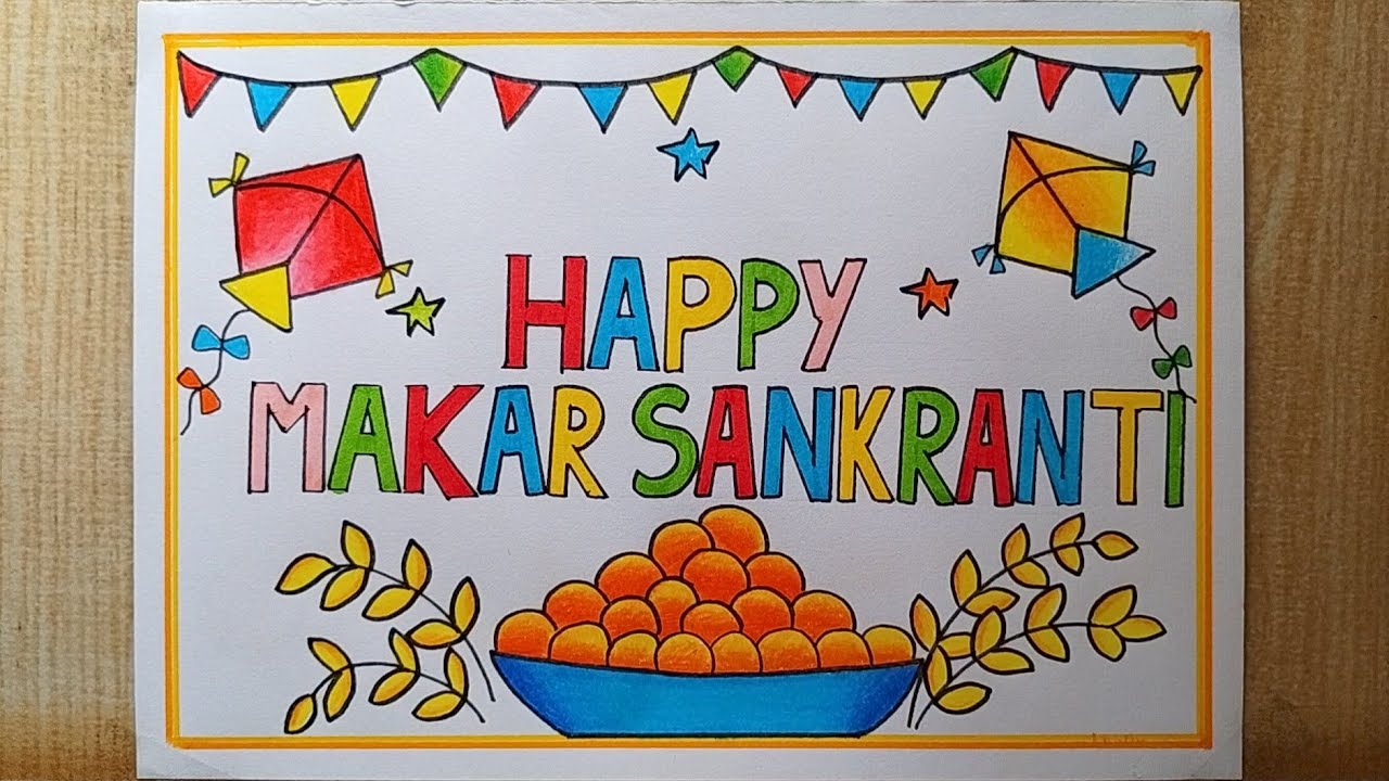 Hand draw sketch happy makar sankranti holiday india festival background  15737716 Vector Art at Vecteezy