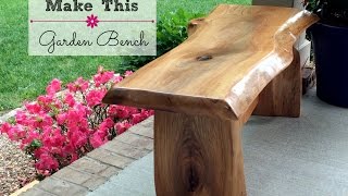 http://www.front-porch-ideas-and-more.com/diy-garden-bench.html Dave built this beautiful garden bench from a piece of cherry 