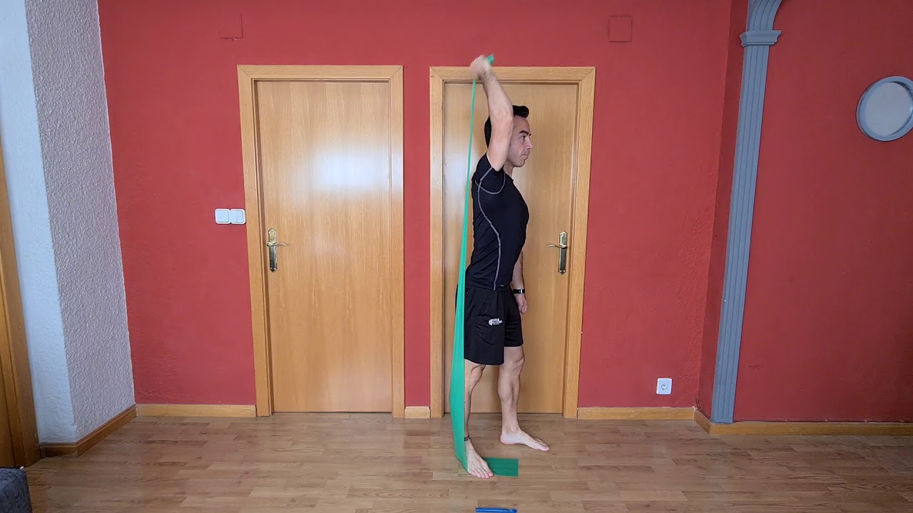 Extensión de tríceps unilateral con goma pisada YouTube