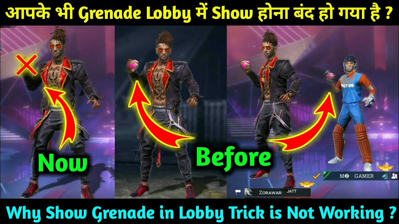 Why do not Show Grenade in Lobby Free Fire ??? How to Solve Grenade not Showing in Lobby Problem ???