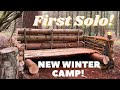 My First SOLO Night At The New Bushcraft Winter Shelter!