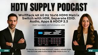 Wolfpack 4K 60 Hz 16X16 Hdmi Matrix Switch Whdr, Separate Edid. Audio, Apps & Hdcp 2.3