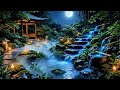 The Most Peaceful Night in Japan 🌙 Bamboo Forest, Waterfall & Lantern Sounds