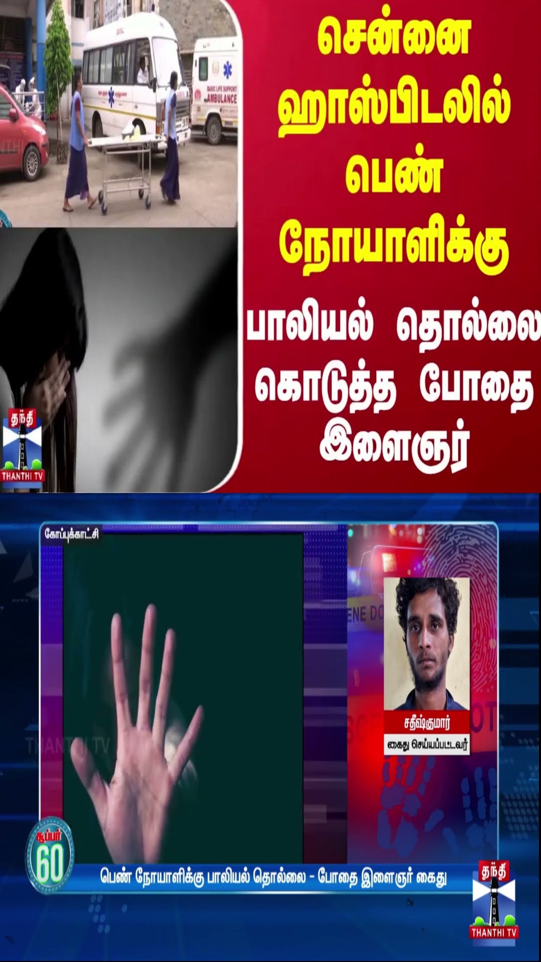 சென்னை ஹாஸ்பிடலில் பெண் நோயாளிக்கு பாலியல் தொல்லை கொடுத்த போதை இளைஞர்