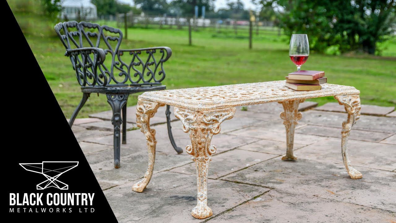 Merriweather' Victorian Rustic Cream Cast Iron Garden Coffee Table