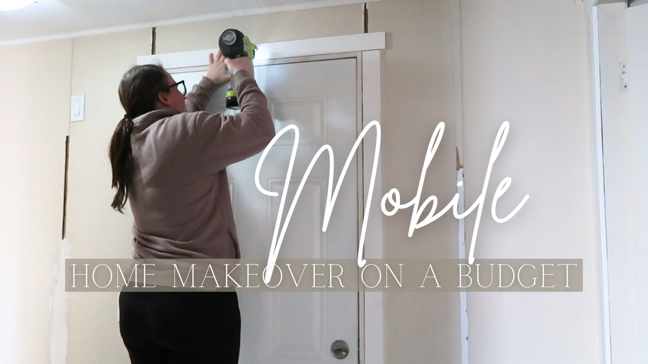 MOBILE HOME MAKEOVER ON A BUDGET | Beadboard wallpaper accent wall ...