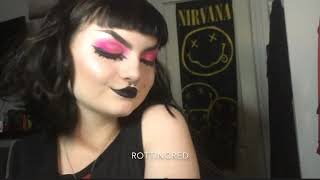 Makeup tutorial 6 - cute gothic pink batwing ~ RottingRed