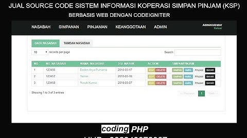 Sistem Informasi Koperasi Simpan Pinjam KSP Berbasis Web dengan Codeigniter