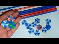 How to make beautiful flower using plastic straw  how to fold  recycle fyp diy