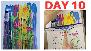 Day 10 Squeegee Dot Painting // 10 Day Acrylic Painting Challenge Tutorial