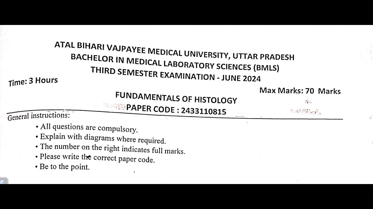BMLS 3rd Semester | Fundamentals of Histology | Session 2022- 23| main ...