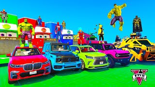 SPIDERMAN CARS GTA V Epic New Stunt Race For Car Racing Challenge by Trevor and Shark #100