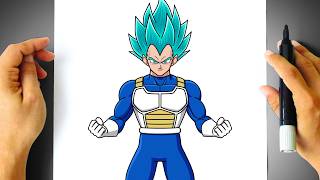 Como DESENHAR o VEGETA SUPER SAIYAJIN BLUE - Cómo DIBUJAR a VEGETA SSJ DIOS AZUL - Dragon Ball