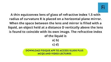 Sound & Optics - A thin equiconvex lens of glass of refractive index 1.5 | Fisique NEET & JEE Main