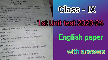 SEBA Class IX| 1st Unit test 2023-24|English question paper with answers|Class 9 English paper unit