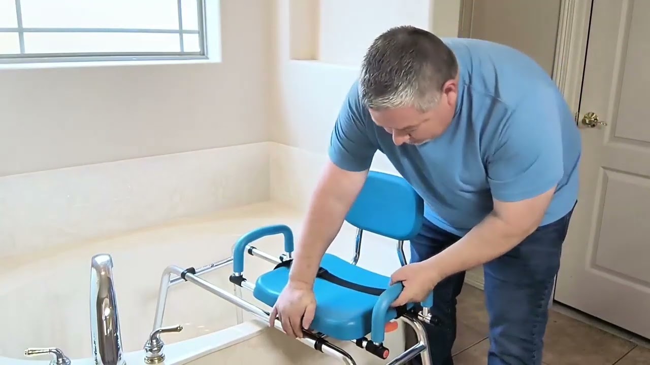 🛁 Sliding Shower Chair with 360° Swivel Seat | Safe & Easy Bathing for Seniors & Caregivers