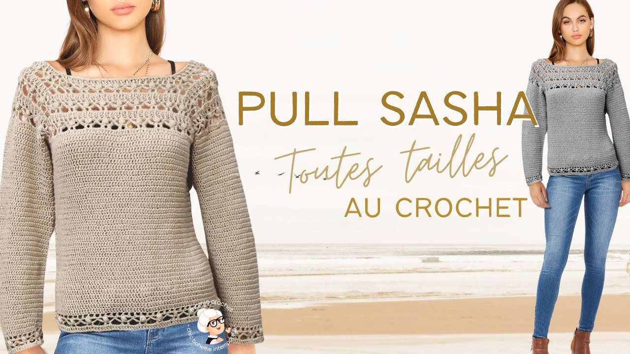Sweater all sizes SASHA, easy for crochet beginners @mamiecrochet - YouTube