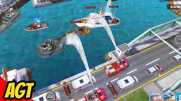 Emergency HQ - Android Gameplay 49 - Collapsed Bridge With Ship Fire And Truck Fire