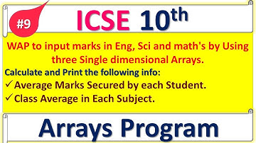 #9 Java Array Program || Input Marks 3 Subjects Calculate Average Marks & Class Average || ICSE 10th