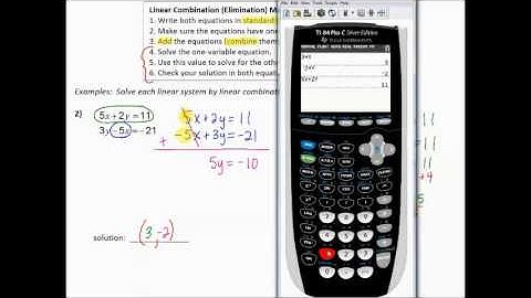 The system of equations is solved using the linear combination method