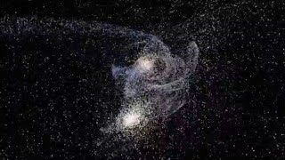 Galaxy collision time lapse simulation